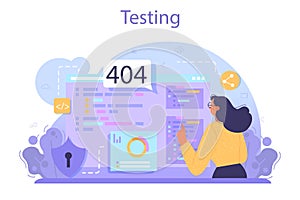 Software tester concept. Application or website code testing.
