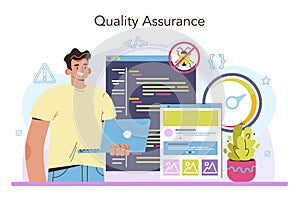 Software tester concept. Application or website code testing.