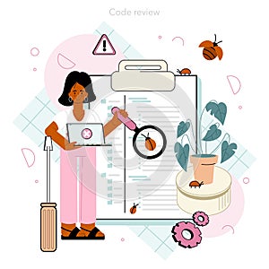 Software tester concept. Application or website code testing