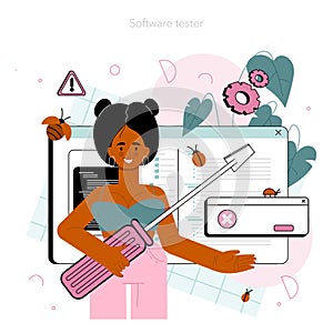 Software tester concept. Application or website code testing