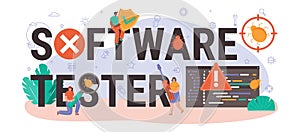 Software tester typographic header. Application or website