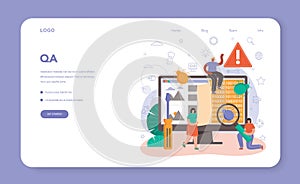 Software tester web banner or landing page. Application or website