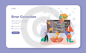 Software tester web banner or landing page. Application or website