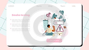 Software tester web banner or landing page. Application or website