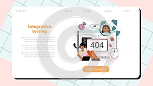 Software tester web banner or landing page. Application or website
