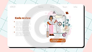 Software tester web banner or landing page. Application or website