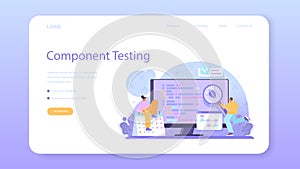 Software tester web banner or landing page. Application or website