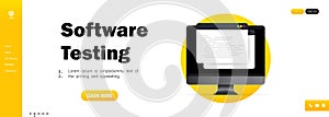 Software testing banner. Development  programming  coding on computer illustration. Vector on isolated white background. EPS 10
