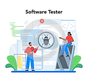 Software testing concept. Application or website code test process.