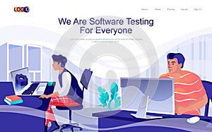 Software testing concept isometric landing page.