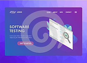 Software Testing concept. Program code screen with debugging development process. Bug fixing IT-software application