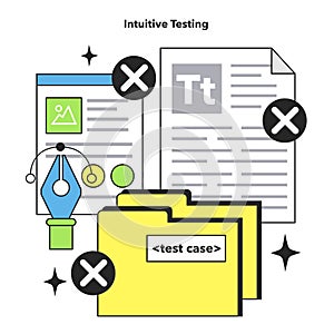 Software testing and debugging. IT specialist searching for bugs using