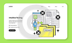 Software testing and debugging web banner or landing page. IT specialist