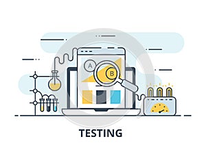 Software testing flat icon. Software testing vector illustration. Flat design. Software testing successful