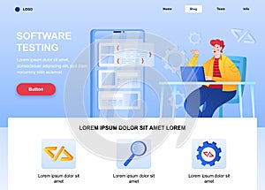 Software testing flat landing page design