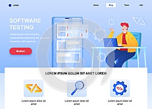 Software testing flat landing page design