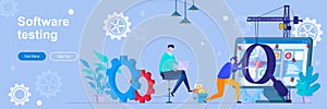 Software testing landing page with people