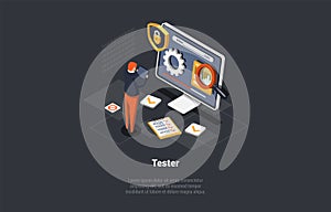 Software Testing And IT Professions. Software Application Testing, Quality Assurance, Debugging. IT Specialist Tester