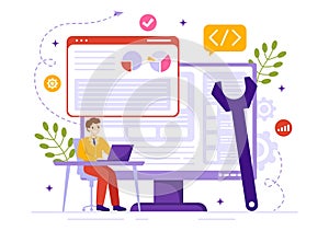 Software Testing Vector Illustration with Application Engineering, Debugging Development Process, Programming and Coding