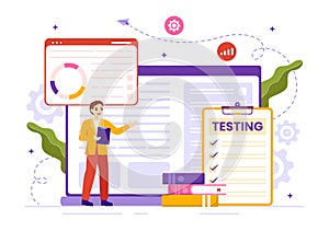 Software Testing Vector Illustration with Application Engineering, Debugging Development Process, Programming and Coding