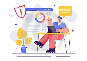 Software Testing Vector Illustration featuring Application Engineering, Debugging Processes, Development Workflow, Programming,