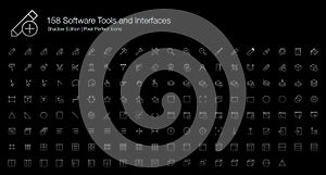 Software Tools and Interfaces Icon Set for Black Background