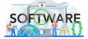 Software typographic header. Idea of programming and coding, system development