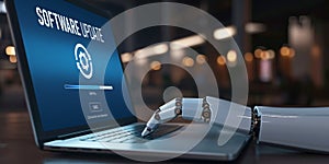 Software update on computer for brisk version of device software