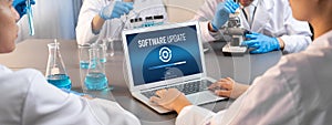 Software update on computer for brisk version of device software