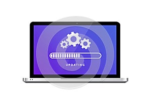 Software update laptop computer upgrade. Load software update system concept hardware