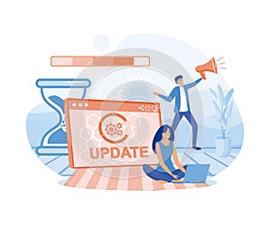 Software update or operating system. Updating progress bar. Installing app patch.
