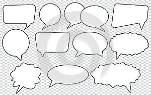 Big set of speech bubbles, Retro empty comic bubbles, Stickers, Vector