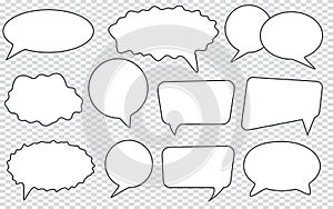 Big set of speech bubbles, Retro empty comic bubbles, Stickers, Vector