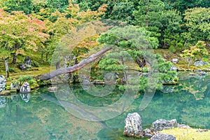 Sogenchi Garden at Tenryu-ji temple in Arashiyama, Kyoto.