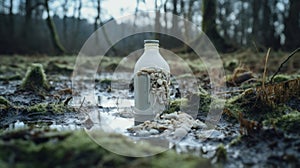 Soggy Milk Bottle In Muddy Swamp - Organic Wildlife Art photo