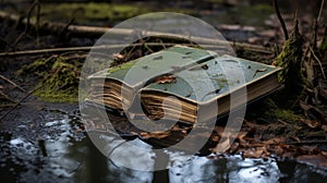 Soggy Naturalism: An Old Book Floating In A Swamp
