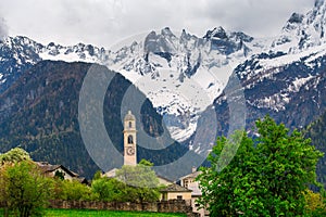 Soglio. Village of the Swiss Alps. In the Bregaglia valley, canton of the Grisons