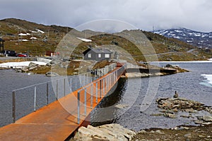Sognefjell mountains hiking trail in Norway photo