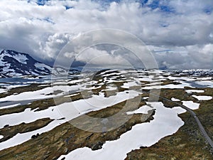 Sognefjell Road drone view in Norway photo