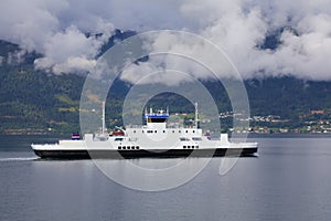 Sognefjord fiord ferry crossing in Norway photo