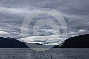 Sognefjord landscape in western Norway at blue hour