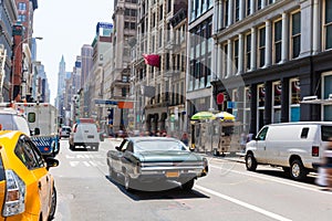 Soho street traffic in Manhattan New York City US