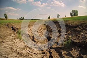 Soil agriculture erosion climate change. Generate Ai