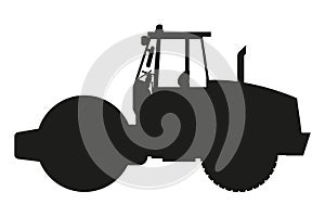 soil compactor silhouette. Heavy machinery for construction and mining
