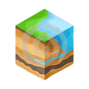Soil Cross Section Showing Layers as Geology Sampler for Research Vector Illustration
