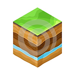 Soil Cross Section Showing Layers as Geology Sampler for Research Vector Illustration