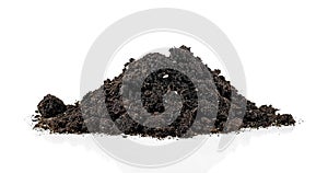 Soil, dirt pile isolated on white background