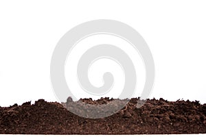 Soil or dirt section isolated on white background