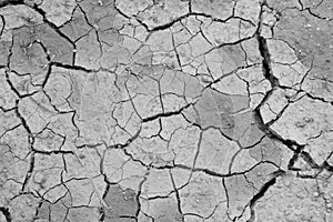 Soil drought cracked landscape barren and cracked from the hot weather.cracked clay ground into the dry season