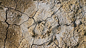 The soil of the earth is cracked, drought, the climate is changing. Top view of dried earth